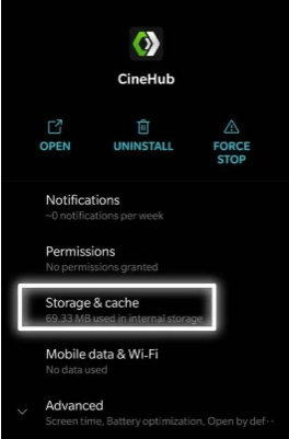 Clear Cache for fix the cineHub not working